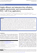 Cover page: Highly efficient and aberration-free off-plane grating spectrometer and monochromator for EUV-soft X-ray applications.