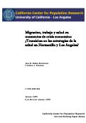 Cover page: Migracion, trabajo y salud en momentos de crisis economica: Transicion en las estrategias de la salud en Hermosillo y Los Angeles