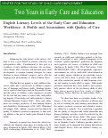 Cover page: English Literacy Levels of Child Care Providers