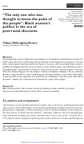 Cover page: "The only one who was thought to know the pulse of the people": Black women's politics in the era of post-racial discourse
