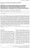 Cover page: Diffusing and scaling evidence‐based interventions: eight lessons for early child development from the implementation of perinatal home visiting in South Africa