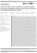 Cover page: Factors that affect protein abundance of a positive regulator of abscisic acid signalling, the basic leucine zipper transcription factor ABRE‐binding factor 2 (ABF2)