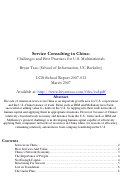 Cover page: Service Consulting in China: Challenges and Best Practices for U.S. Multinationals