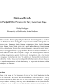 Cover page: Rishis and Rebels: The Punjabi Sikh Presence in Early American Yoga
