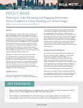 Cover page: Planning for Kids: Educating and Engaging Elementary School Students in Urban Planning and Urban Design