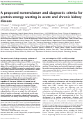 Cover page: A proposed nomenclature and diagnostic criteria for protein–energy wasting in acute and chronic kidney disease