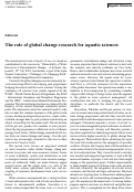 Cover page: The role of global change research for aquatic sciences