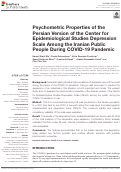 Cover page: Psychometric Properties of the Persian Version of the Center for Epidemiological Studies Depression Scale Among the Iranian Public People During COVID-19 Pandemic