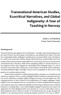Cover page: Transnational American Studies, Ecocritical Narratives, and Global Indigeneity: A Year of Teaching in Norway