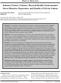 Cover page: Intimate Partner Violence, Physical Health, Posttraumatic Stress Disorder, Depression, and Quality of Life in Latinas