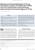 Cover page: Multifocal and Extended Depth of Focus Intraocular Lenses: A Comparison of Data from the United States Food and Drug Administration Premarket Approval Trials.