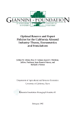 Cover page of Optimal Reserve and Export Policies for the California Almond Industry: Theory, Econometrics and Simulations