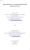 Cover page: Optimal Specificity in Environmental Standard-setting: Europe versus the US