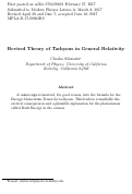 Cover page: Revised theory of tachyons in general relativity