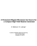 Cover page: A Permanent-Magnet Microwave Ion Source for a Compact High-Yield Neutron Generator