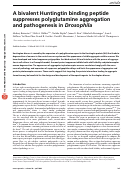 Cover page: A bivalent Huntingtin binding peptide suppresses polyglutamine aggregation and pathogenesis in Drosophila.