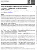 Cover page: Androgen Inhibition of Reproductive Neuroendocrine Function in Females and Transgender Males