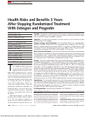 Cover page: Health Risks and Benefits 3 Years After Stopping Randomized Treatment With Estrogen and Progestin