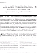 Cover page: Patients Aged 50 Years and Older Have Greater Complication Rates After Anterior Cruciate Ligament Reconstruction: A Large Database Study.