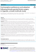 Cover page: Contraceptive preferences and adoption following female genital fistula surgery in Uganda: a mixed-methods study