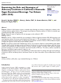 Cover page: Examining the Role and Strategies of Advocacy Coalitions in Californias Statewide Sugar-Sweetened Beverage Tax Debate (2001-2018).