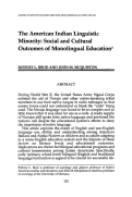 Cover page: The American Indian Linguistic Minority: Social and Cultural Outcomes of Monolingual Education