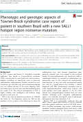 Cover page: Phenotypic and genotypic aspects of Townes-Brock syndrome: case report of patient in southern Brazil with a new SALL1 hotspot region nonsense mutation