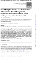 Cover page: Quantifying the Process and Performance of River Basin Water Management Decentralisation in Sub-Saharan Africa