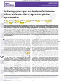 Cover page: Achieving spin-triplet exciton transfer between silicon and molecular acceptors for photon upconversion