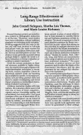 Cover page: Long-Range Effectiveness Of Library Use Instruction