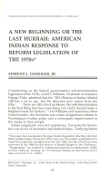 Cover page: A New Beginning or the Last Hurrah: American Indian Response to Reform Legislation of the 1970s