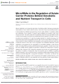 Cover page: MicroRNAs in the Regulation of Solute Carrier Proteins Behind Xenobiotic and Nutrient Transport in Cells