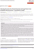 Cover page of Nursing Practice for Early Detection of Long-Term Care Resident Deterioration: A Qualitative Study.