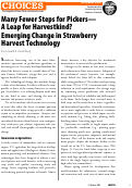 Cover page: Many Fewer Steps for Pickers -- A Leap for Harvestkind? - Emerging Change in Strawberry Harvest Technology