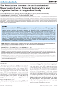 Cover page: The associations between serum brain-derived neurotrophic factor, potential confounders, and cognitive decline: a longitudinal study.