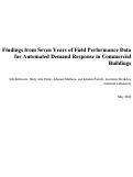 Cover page: Findings from Seven Years of Field Performance Data for Automated Demand Response in Commercial Buildings