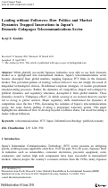 Cover page: Leading without Followers: How Politics and Market Dynamics Trapped Innovations in Japan's Domestic Galapagos Telecommunications Sector