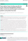 Cover page: Transcription factor binding specificities of the oomycete Phytophthora infestans reflect conserved and divergent evolutionary patterns and predict function.