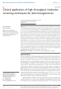 Cover page: Clinical application of high throughput molecular screening techniques for pharmacogenomics