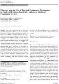 Cover page: Characterizing the Use of Research-Community Partnerships in Studies of Evidence-Based Interventions in Children’s Community Services