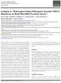 Cover page of In Reply to Pathogenic/Likely Pathogenic Somatic CDK12 Mutations in Black Men With Prostate Cancer.