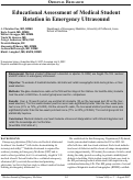 Cover page: Educational Assessment of Medical Student Rotation in Emergency Ultrasound