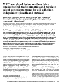 Cover page: MYC acetylated lysine residues drive oncogenic cell transformation and regulate select genetic programs for cell adhesion-independent growth and survival.