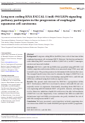 Cover page: Long non‐coding RNA ESCCAL‐1/miR‐590/LRP6 signaling pathway participates in the progression of esophageal squamous cell carcinoma