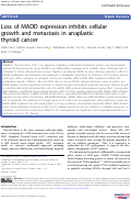 Cover page: Loss of MADD expression inhibits cellular growth and metastasis in anaplastic thyroid cancer