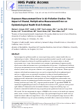 Cover page: Exposure Measurement Error in Air Pollution Studies: The Impact of Shared, Multiplicative Measurement Error on Epidemiological Health Risk Estimates.