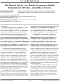 Cover page: The Time Is Now to Use Clinical Outcomes as Quality Indicators for Effective Leadership in Trauma