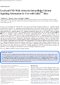 Cover page: Local and CNS-Wide Astrocyte Intracellular Calcium Signaling Attenuation In Vivo with CalExflox Mice.