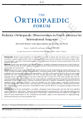 Cover page: Pediatric Orthopaedic Observerships in North America for International Surgeons: The Visitor's Perspective.