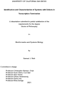 Cover page: Identification and Characterization of Systems with Defects in Transcription Termination